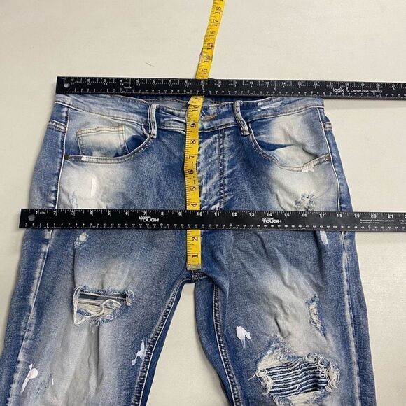 KDNK 11 4 14 11 Men’s Distressed Destroyed Jeans Blue Size 34 - Picture 4 of 12